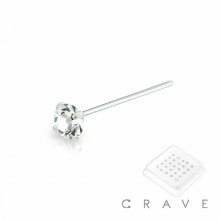925 STERLING SILVER PRONG SET ALL CLEAR ROUND CRYSTAL NOSE PACKAGE